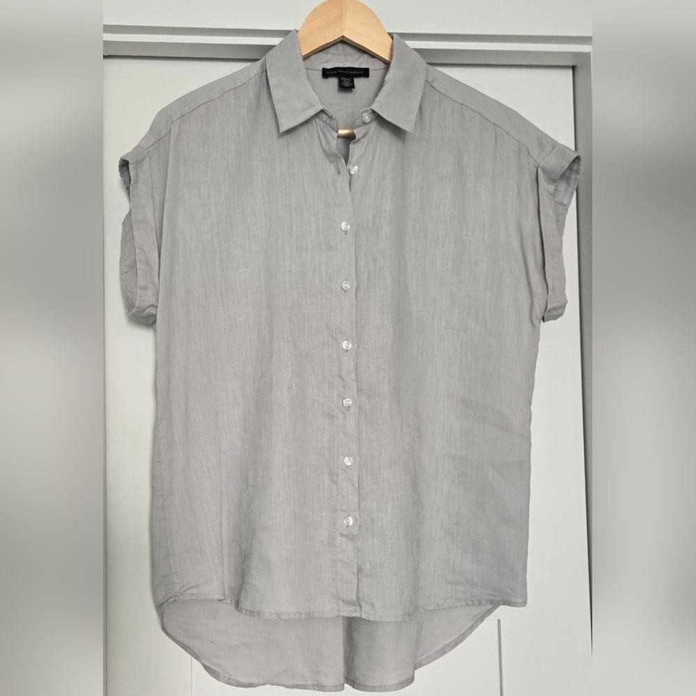 Saks Fifth Avenue Light Gray Button-Up Blouse